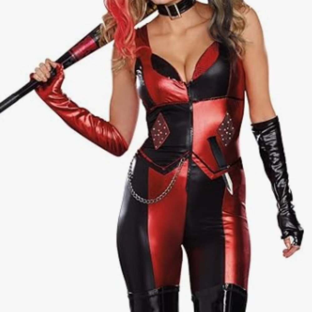 Womens Harley Quinn Costume, Adult Harlequin Blaster Halloween Costume